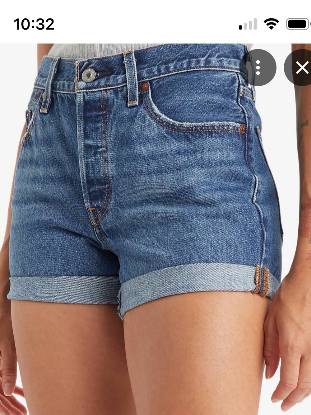 Classic High-Rise Blue Denim Shorts - Women's
